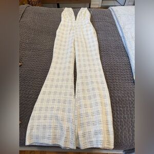 G.I.L.I. Cream and Black Plaid Wide Leg Pants